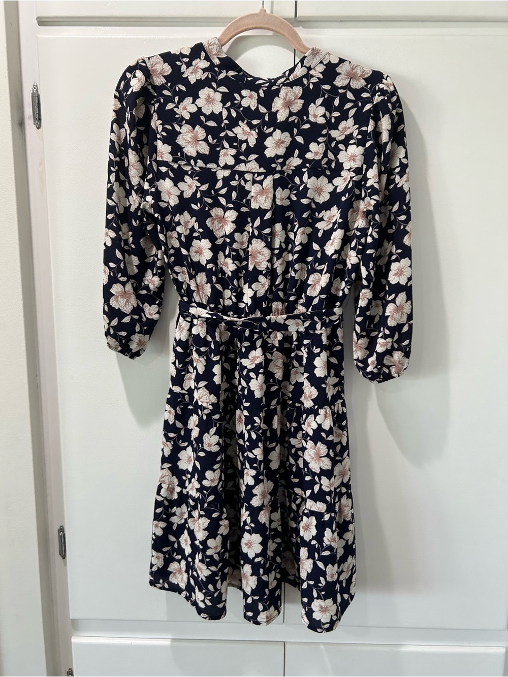 Monteau Navy Floral Tie-Waist Mini Dress - Picture 3 of 8